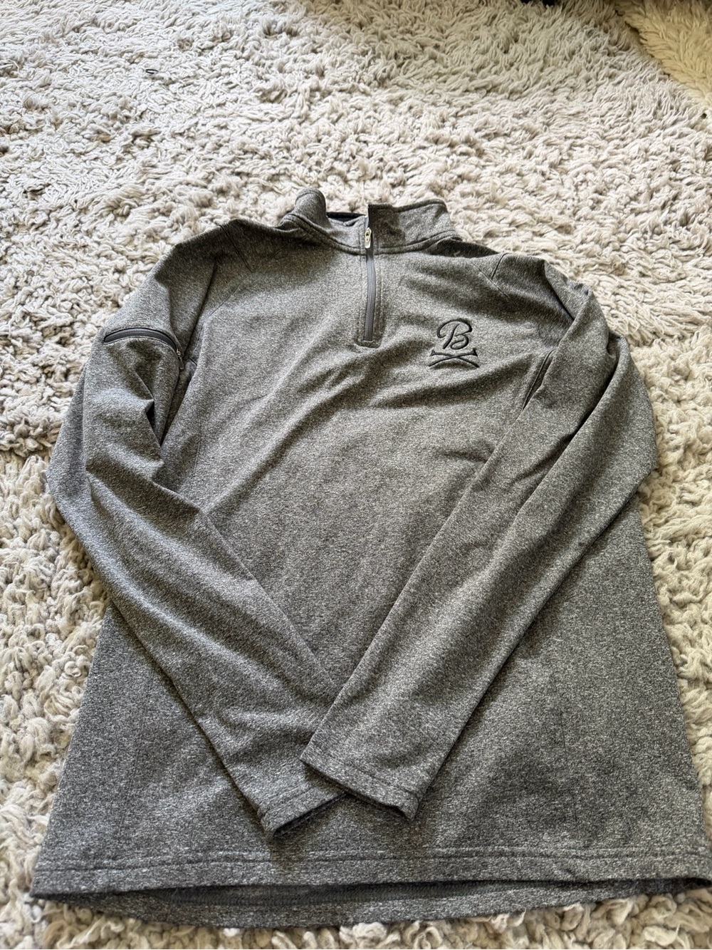 Men's Gray Barstool Quarter-Zip Performance Sweater